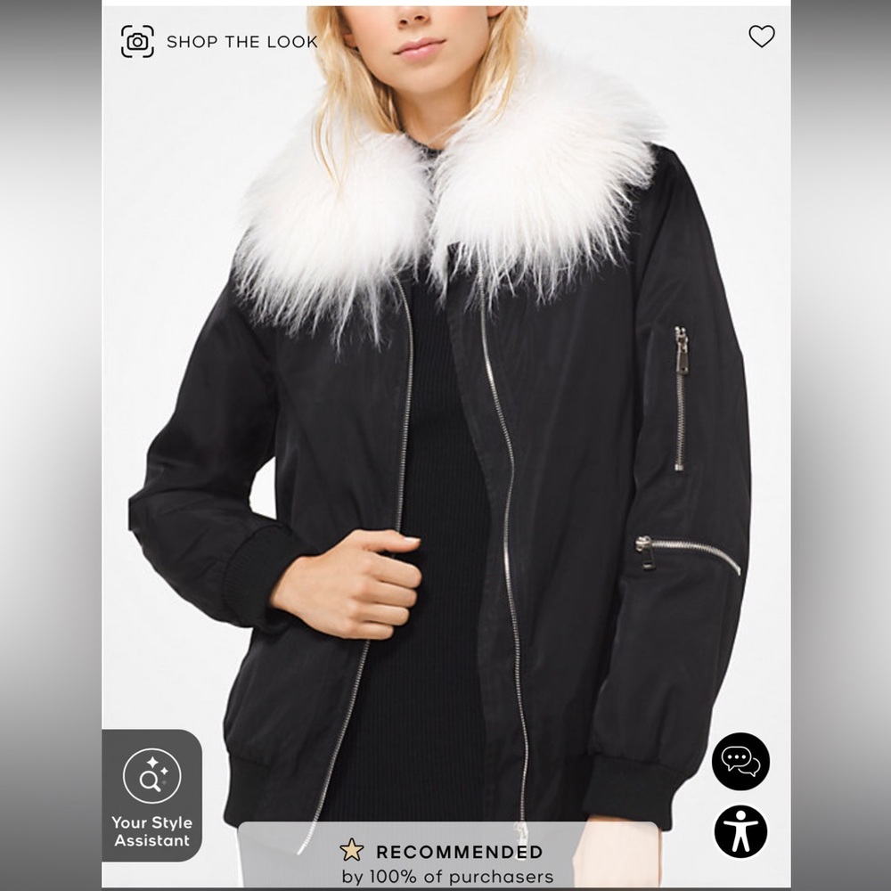 Michael Kors Goat Hair Collar Bomber Jacket